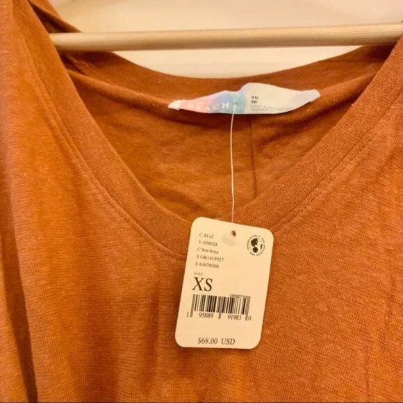 Free People Terracotta Burnt Orange Rust Breezy Tie-Front Tunic Dress - Picture 10 of 10